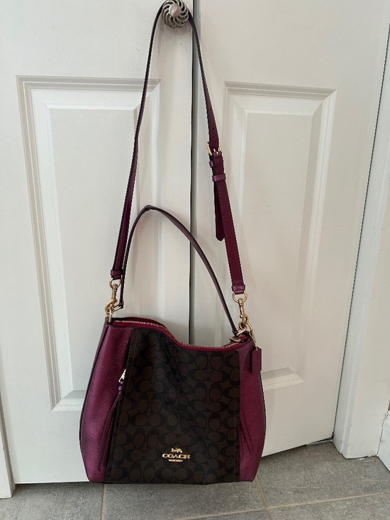 Coach Handbags - Coach Metallic berry color and brown signature bag